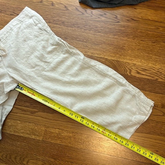 L. L. Bean 100% Linen Tan Capris Size 12 Petite - Picture 10 of 11